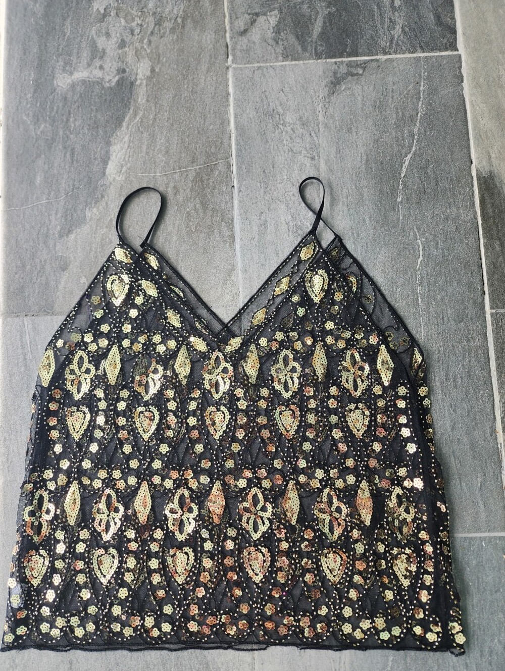 Embellished Black Sequin M Top